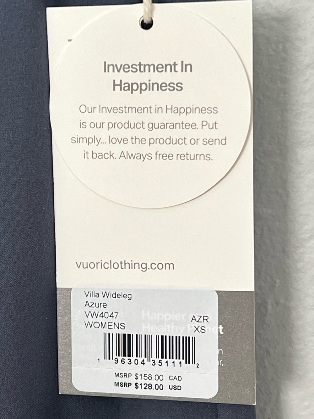 NWT Vuori Villa Wideleg Pant Azure XS High Rise Travel Lounge - Picture 7 of 10